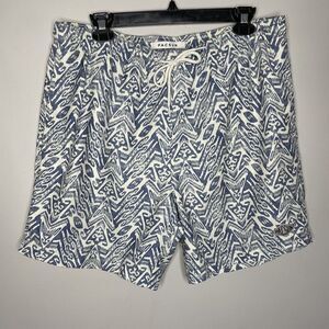 PACSUN Swim Shorts Mens Large Blue Print Mesh Lined Trunks Pockets Drawstring